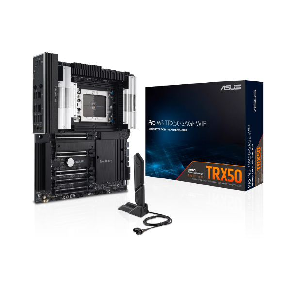 Placa Madre ASUS Pro WS TRX50-SAGE WIFI (sTR5, AMD TRX50, DDR5 ECC R-DIMM, Wi-Fi 7, LAN 10 Gb + 2.5 Gb, E-ATX)