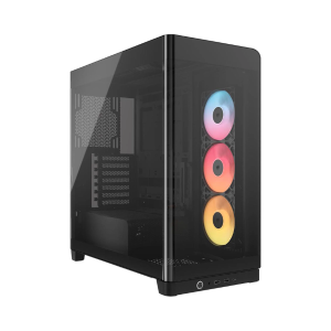 Gabinete Corsair FRAME 4500X – Mid Tower, Vidrio panorámico curvado, Soporte E-ATX, 3× ventiladores RS-R ARGB incluidos, USB-C frontal – Negro [CC-9011314-WW]