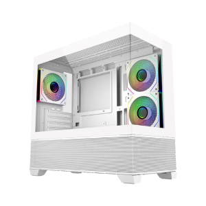 Gabinete Cooler Master Elite 490 White (Micro-ATX, Vidrio Templado, 3x ARGB Fans, USB-C) [E490-WHNN-S00]