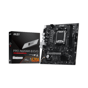 Placa Madre MSI PRO A620AM-B EVO (AM5, DDR5, PCIe 4.0, M.2, 2.5G LAN, HDMI/VGA, USB 3.2, Aura RGB, Micro ATX)